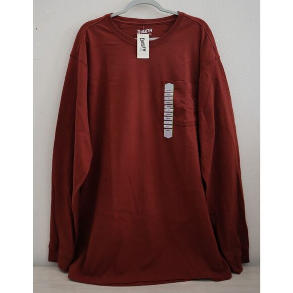 Duluth Men's Sz XL Burgundy Relaxed Fit Longtail L/S Crew Neck T-Shirt w/Pocket - Picture 1 of 10